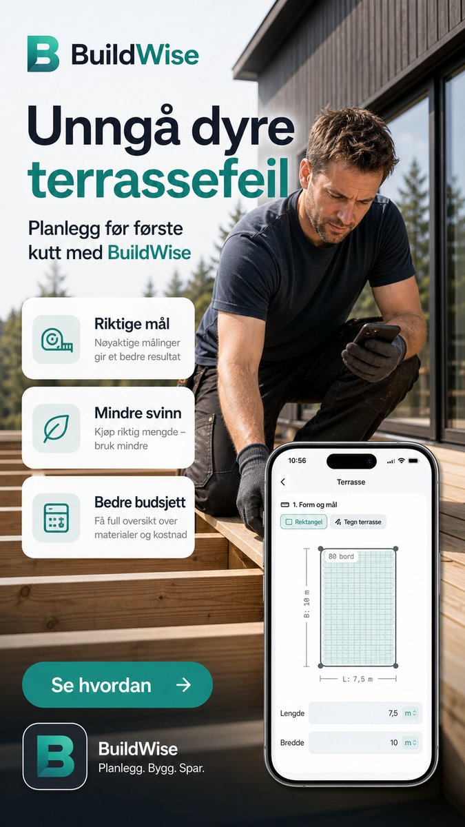 Unngå dyre terrassefeil – planlegg før første kutt med BuildWise