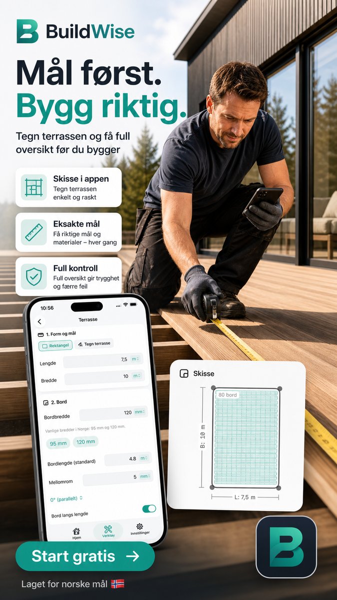 BuildWise iOS-app: Mål først, bygg riktig – tegn terrassen, få full oversikt før du bygger